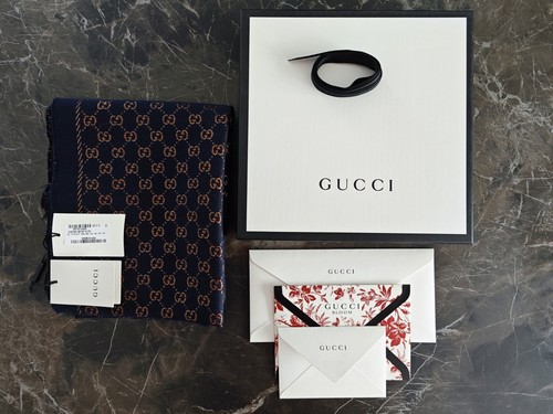 Sciarpa gucci lana blu scuro - gucci,